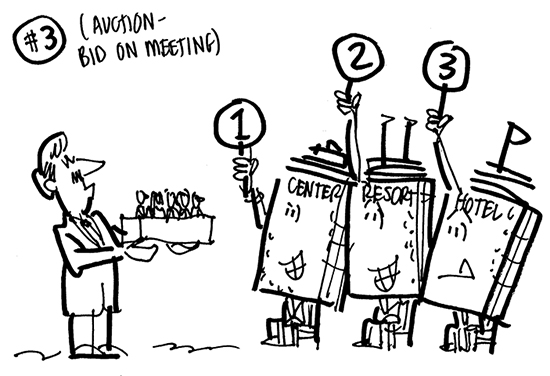 auction where vendors are bidding for chance to host business conference