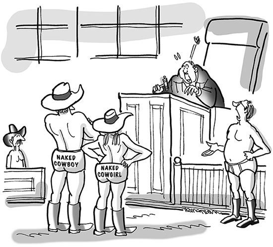 courtroom image for lawsuit filed by the Naked Cowboy as reported in Inside Counsel Magazine