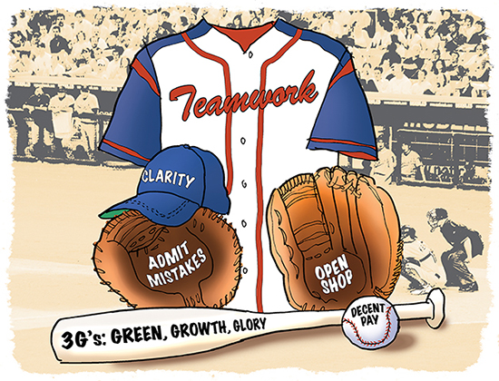 baseball jersey and equipment used to depict the idea of teamwork in business
