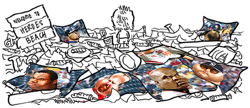 baseball card caricatures of disgraced steroid-using baseball players