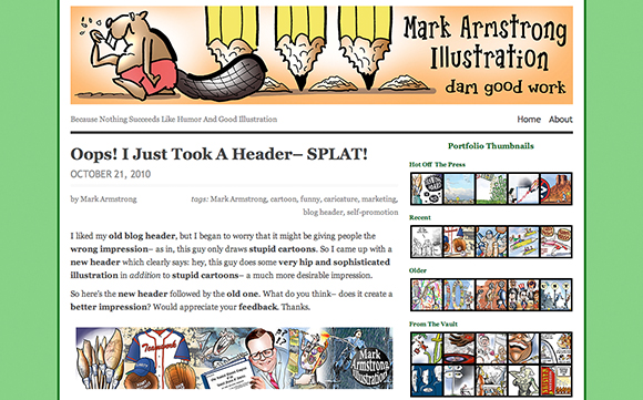 original blog beaver header with original green background colors