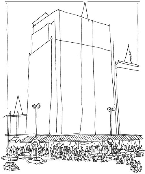 line drawing for magazine Christmas cover