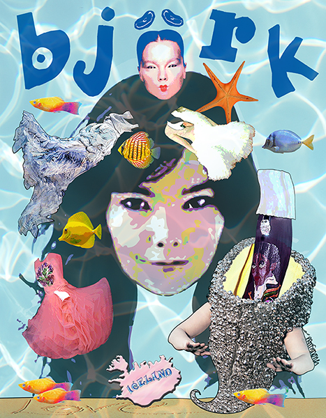 Bjork Icelandic pop singer Bjork with some of the outrageous dresses and outfits she likes to wear