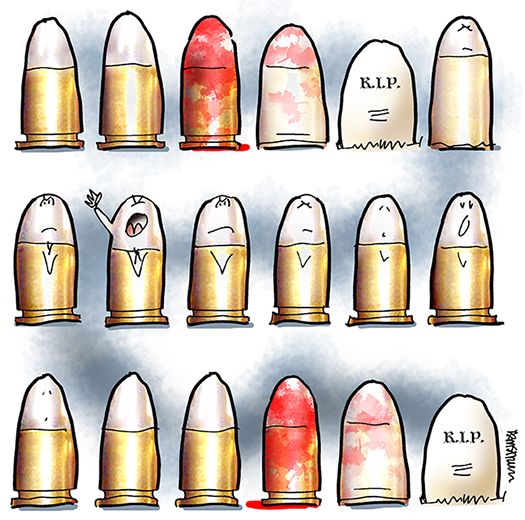 gunsmoke added as background to Tucson shooting bullet to grave death cycle illustration