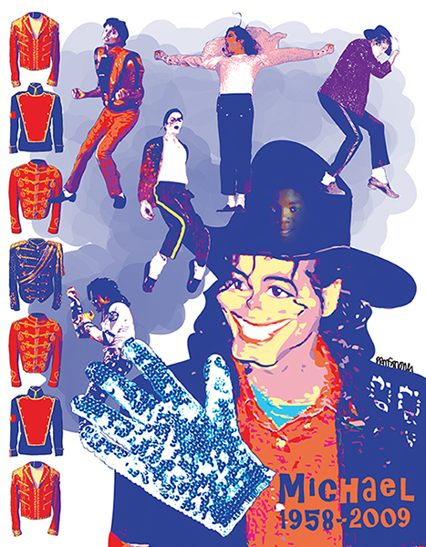 pop star Michael Jackson and his sequined white glove and concert fashions