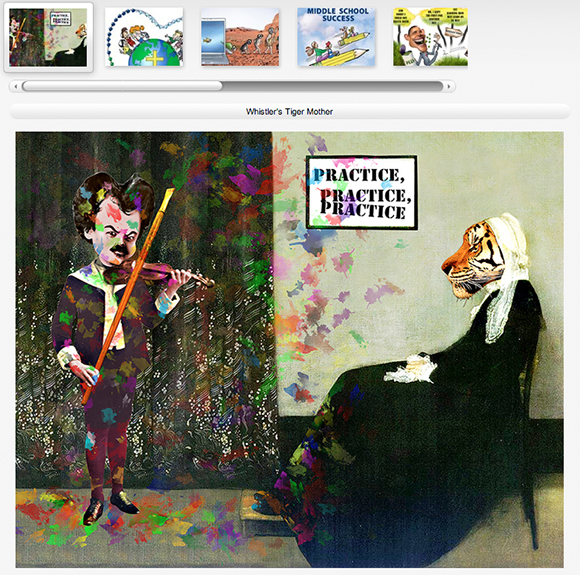 Mark Armstrong Illustration portfolio at Krop.com showing full image display below thumbnail slider