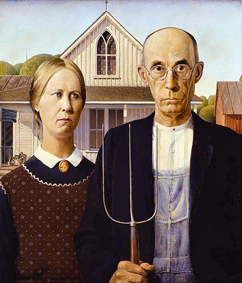 AmericanGothic American Gothic painting by artist Grant Wood