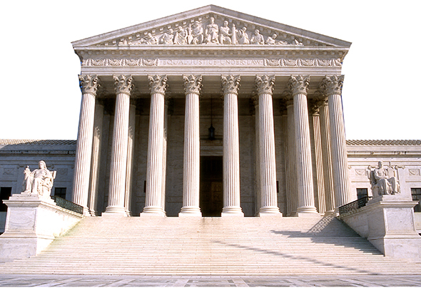 apply Photoshop Photocopy filter to photo of United States Supreme Court Building