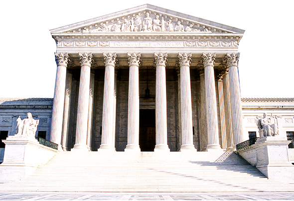 duplicate layer and use blending mode Overlay on photo of United States Supreme Court Building