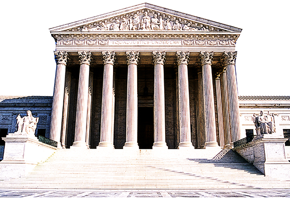 duplicate background image and apply Photoshop Poster Edges filter to photo of Supreme Court Building