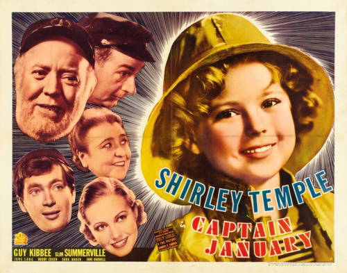 Poster for 1936 film Captain January, starring Shirley Temple, Guy Kibbee, Slim Summerville, Buddy Ebsen, Sara Haden