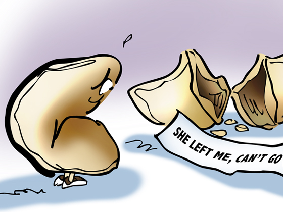 detail image Fortune cookie suicide fortune slip of paper as suicide note she left me, I can't go on