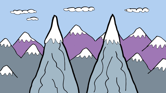 mountain scene backdrop blue purple peaks light blue sky