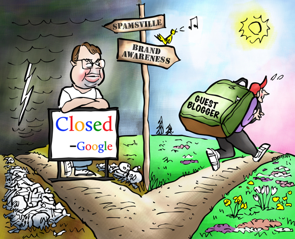 fork in road Matt Cutts Google anti-spam fighter blocking road to Spamsville guest blogger no longer able to write worthless posts with backlinks
