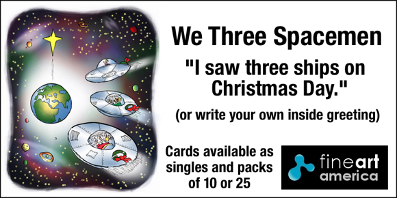 We Three Spacemen card I saw three ships on Christmas Day for sale in Fine Art America store