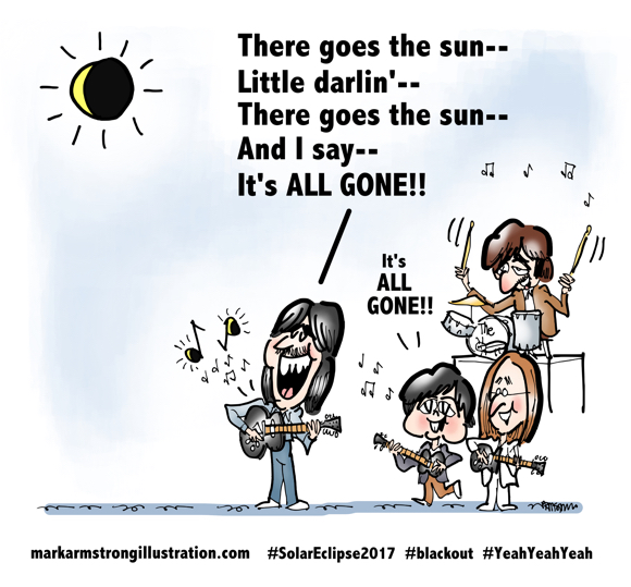 Solar eclipse 2017 Beatles George Harrison singing There Goes The Sun with John Paul Ringo guitars drums
