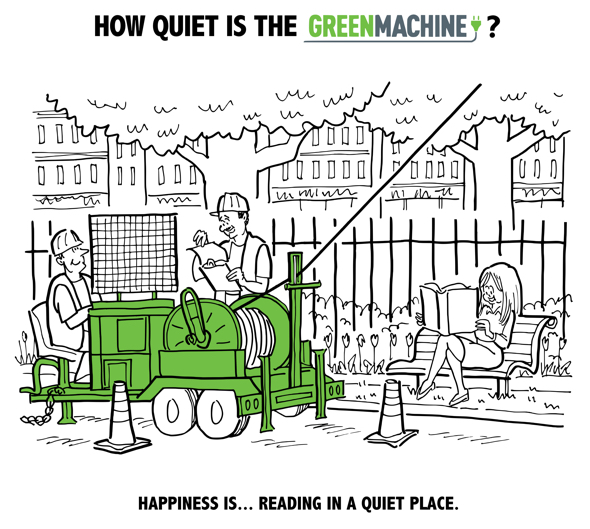 Square 2 Marketing TSE International Green Machine electric-powered puller tensioner string cables eco-friendly so quiet can read book nearby park bench