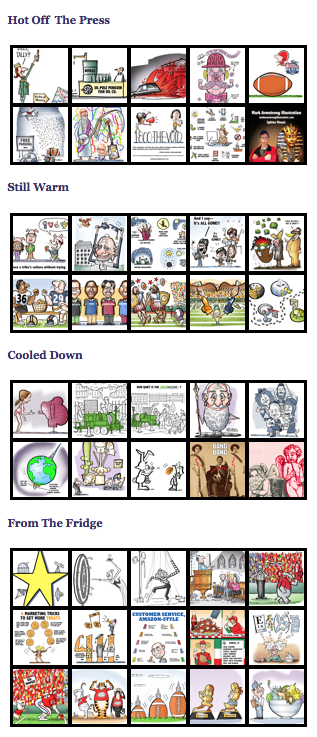 Mark Armstrong Illustration WordPress blog updated new portfolio thumbnails table grid in sidebar