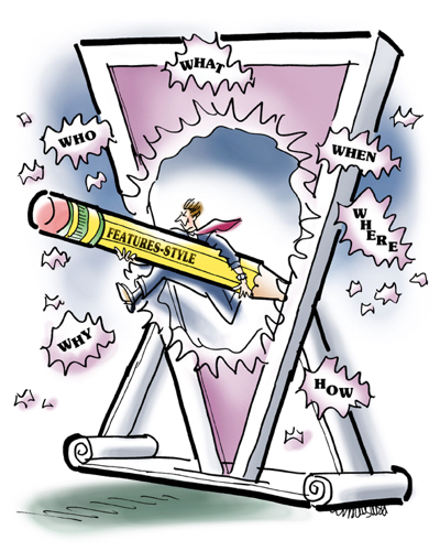 journalism public relations writing press release use inverted pyramid to structure information priority who what when where why how