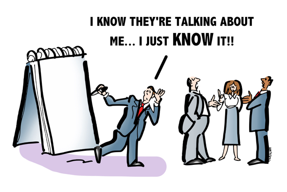 Man eavesdropping on group conversation worried I know they're talking about me