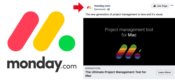 Monday.com logo Facebook ad gave false impression who designed project management tool for Mac