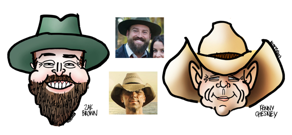 caricature singer guitarist musician Zac Brown band Kenny Chesney