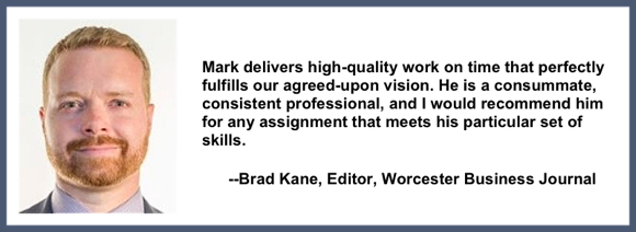 Recommendation testimonial for Mark Armstrong Illustration from Brad Kane editor Worcester Business Journal