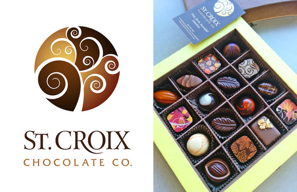 St. Croix Chocolate Company logo 16-piece gift box fancy chocolates