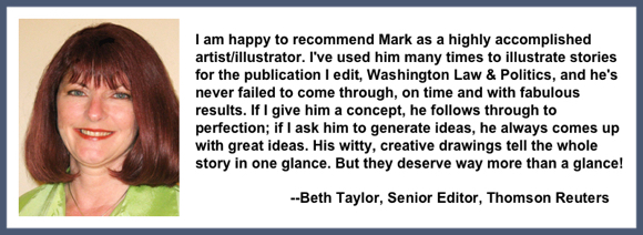 Recommendation testimonial for Mark Armstrong Illustration from Beth Taylor, senior editor, Thomson Reuters