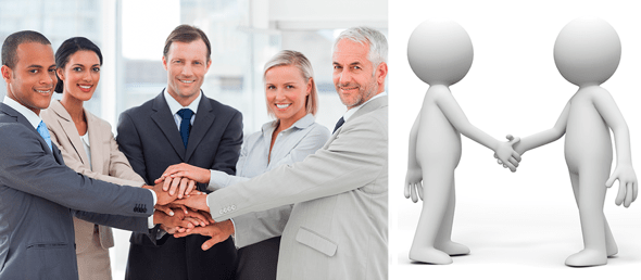 stock photo bland generic corporate people blobs shaking hands
