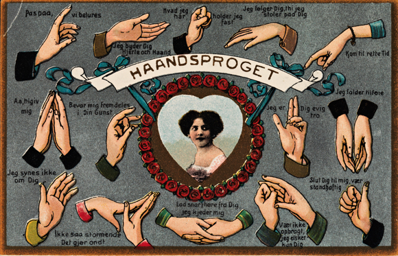 old royalty-free archive photo face in heart hands expressing sign language