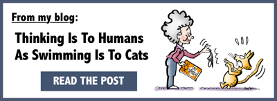 Mark Armstrong Illustration email signature footer image Thinking Is To Humans As Swimming Is To Cats