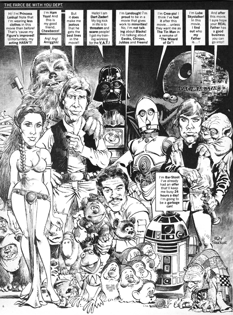 Mort Drucker Star Wars movie satire for Mad Magazine Carrie Fisher Harrison Ford Mark Hamill