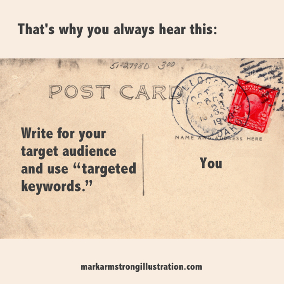 SEO advice write for target audience using targeted keywords old postcard