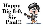 Caricature of former Beatle Paul McCartney in honor of his 80th birthday, June 18, 2022