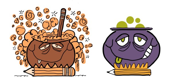 Bubbling Cauldron logo, first version and final version compare